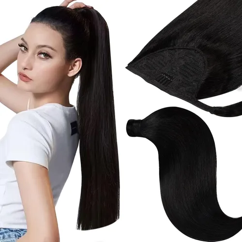 Miniatura 16 de Loxxy Extensiones de cabello con alambre, color negro natural, 14 pulgadas, 2.65 oz, 100% cabello humano real, extensión de cabello invisible