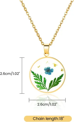 Miniatura 29 de Pressed Flower Necklace Gift for Women Personalized Handmade Necklaces Birth Flower Necklace