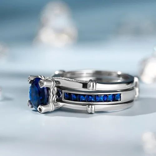 Miniatura 3 de Jeulia - Anillo de plata de ley con circonitas intercambiables para mujer, para boda, compromiso, aniversario