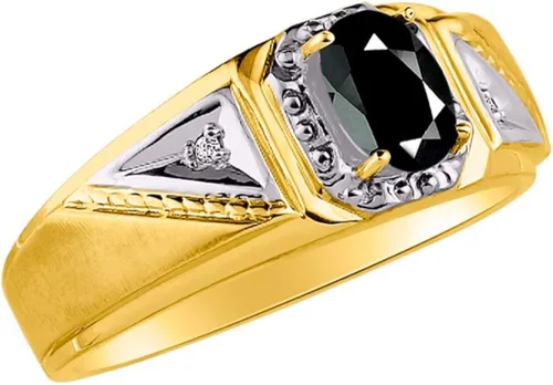 Miniatura 3 de Rylos Anillos para hombre oro amarillo de 14 quilates clásicos de 0276 x 0197in piedras preciosas ovaladas y auténticas brillantes de diamante