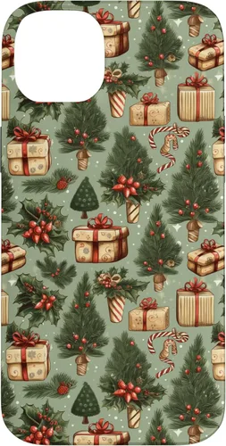 Miniatura 15 de Vintage Christmas Theme Holiday Trees, Presents, Teal, Bows Case for iPhone 17