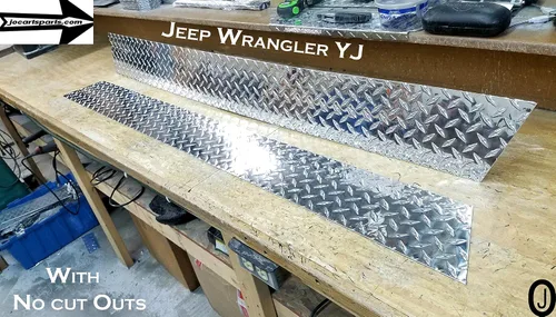 Miniatura 2 de Se adapta a Jeep YJ Diamond Plate Side Rocker Panel sin recortes, juego de 2.6 pulgadas de ancho