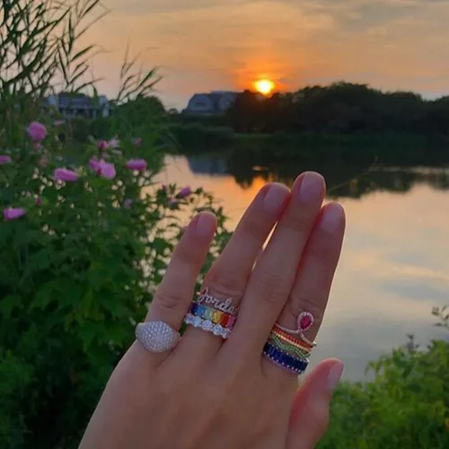 Miniatura 6 de Caiyao Anillo de boda con circonitas cúbicas cuadradas y pavimentadas de esmeralda verde, chapado en oro, joyería de baguette rectangular de corte