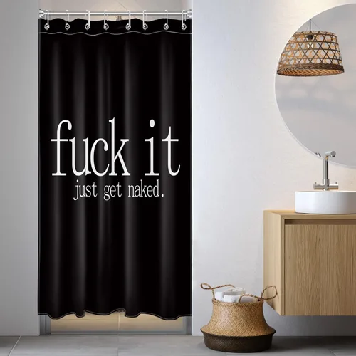 Miniatura 2 de LB Fuck It Get Naked - Cortina de ducha pequeña de 48 x 68 pulgadas, forro de cortina de ducha en blanco y negro, cortina de ducha estrecha