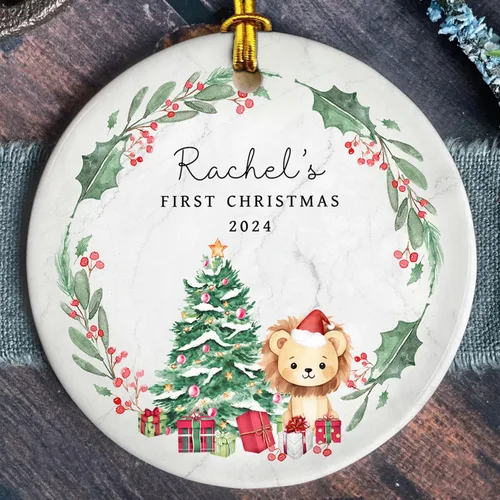 Miniatura 17 de Adorno personalizado de cerámica para la primera Navidad del bebé 2025 – Recuerdo navideño de copo de nieve personalizado con nombre, nuevo adorno