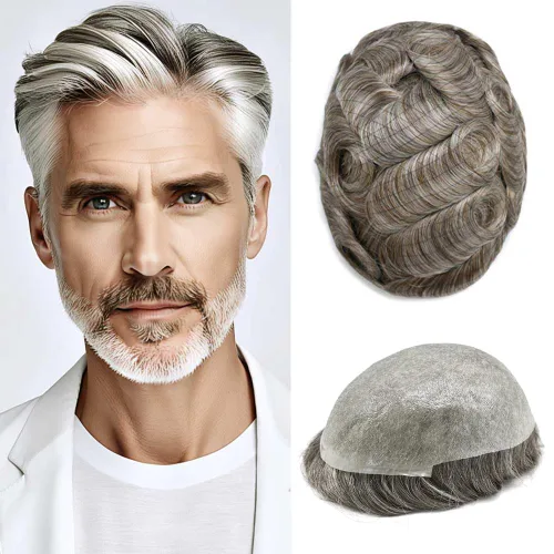 Miniatura 17 de Hombres Toupee Hair Thin Skin Men Human Hair Piece Men Toupee Cabello humano V-loop de aspecto natural Toupee Hombres Hairpiece Men Hair System