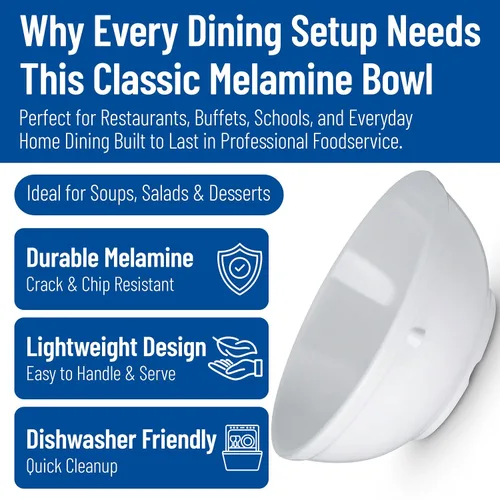 Miniatura 3 de Carlisle FoodService Products Dallas Ware - Cuenco de plástico reutilizable para bufés, hogar y restaurantes, melamina, 16 onzas, color blanco