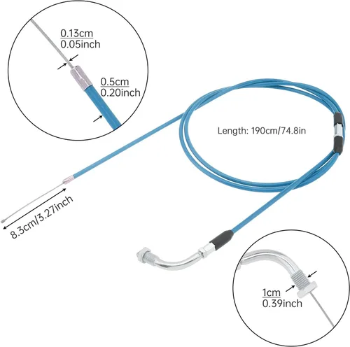Miniatura 3 de Windance 190cm 74.8" Cable de acelerador de motocicleta de alto rendimiento de 190 cm, cable de acelerador ajustable de deslizamiento plano Azul
