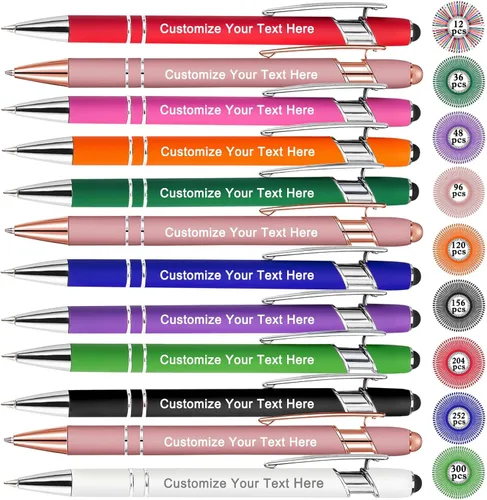 Qingxily Hasta 300 bolígrafos personalizados a granel con grabado gratis, bolígrafos personalizados con tu nombre, mensaje de texto para
