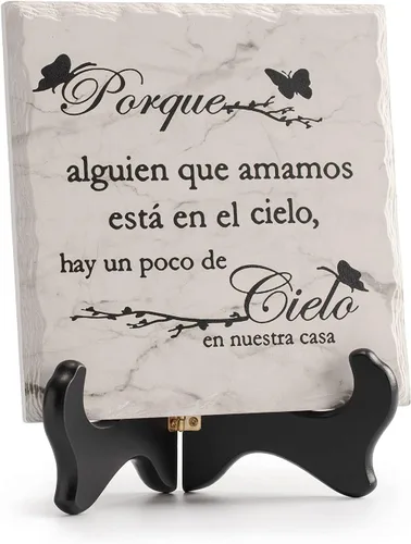 Miniatura 8 de LukieJac - Regalos de condolencia para la pérdida de un ser querido en memoria de madre y padre, placa con soporte de madera, regalos