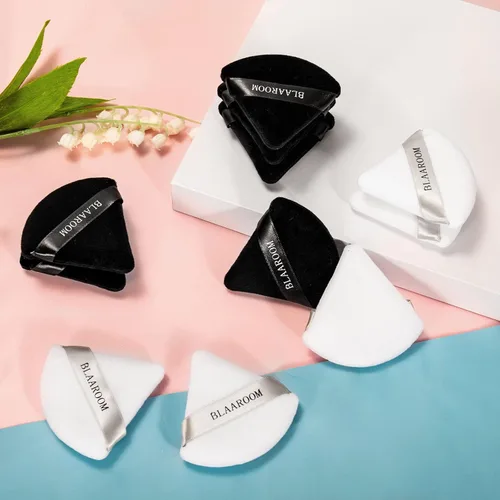 Miniatura 7 de 6 piezas de terciopelo de maquillaje de cara de triángulo suave para polvo suelto, polvo mineral, polvo corporal, base cosmética húmeda y seca