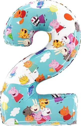 Miniatura 5 de Toyland® 66 cm (26") Peppa Pig, George y sus amigos Globo de papel de aluminio con número - Globos para fiesta de niños - Números del 1 al 6