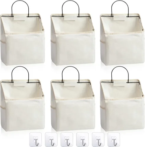 Miniatura 8 de Chumia Paquete de 6 cestas de almacenamiento para colgar en la pared, para baño, armario, bolsa de almacenamiento colgante sobre la puerta, cesta