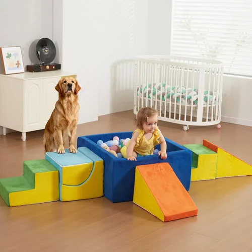 Miniatura 2 de STAOLENE Bloques de espuma suave para trepar con alberca de bolas, 6 piezas de color, juguetes de escalada para interiores para niños pequeños
