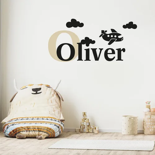 Miniatura 9 de Calcomanías de pared personalizadas con nombre de bebé en un bonito marco con ramas y hojas, calcomanías para paredes con nombre personalizado