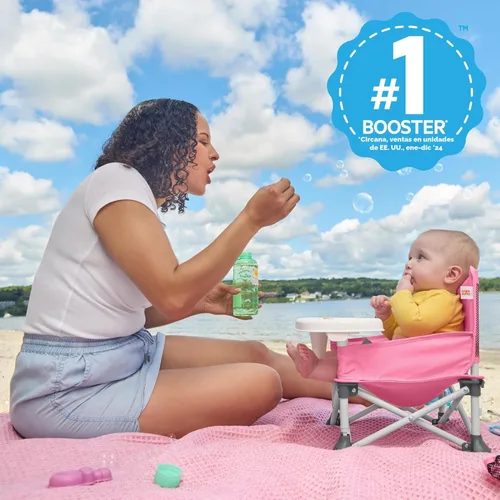 Miniatura 2 de Bright Starts Pop 'N Sit asiento elevado portátil, uso en interiores/exteriores, asiento de piso con bandeja para alimentación, rosa, 6 meses - 3