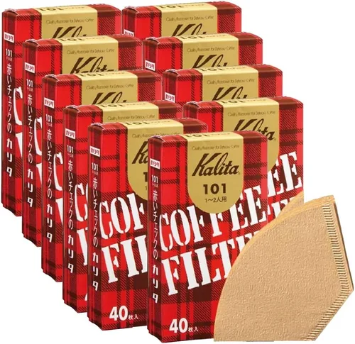 Karita Kalita - Filtro de papel de café, trapezoidal, para 1-2 personas, papel de filtro 101, 400 hojas (40 x 10), caja, marrón, #11141, elegante,