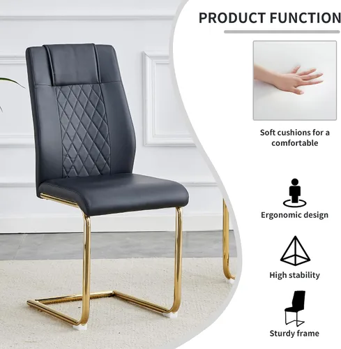 Miniatura 6 de gopop Juego de 6 sillas de comedor modernas para cocina, con patas de metal galvanizado, sillas laterales decorativas tapizadas con asiento de cojín