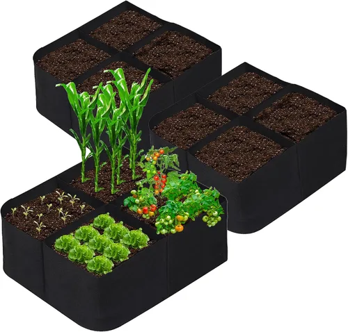 Miniatura 10 de CJGQ Cama de jardín elevada de tela, bolsas de cultivo de plantas de 128 galones, 8 rejillas, 3 x 6 pies, macetas elevadas para cultivar verduras