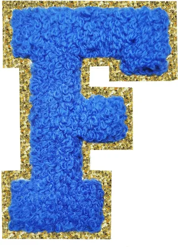 Miniatura 46 de Parches de letras termo-adhesivas de felpilla para chaquetas, parches de letras universitarias con brillantina para planchar en la letra azul A