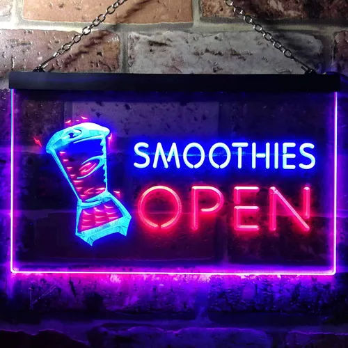 Miniatura 2 de ADVPRO Smoothies Open Shop - Letrero de neón LED de doble color, azul y rojo, 12 x 8.5 pulgadas, st6s32-i0264-br