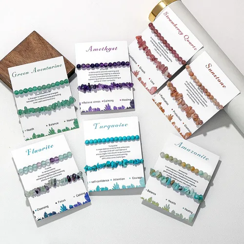 Miniatura 49 de Pulseras de cristal curativo para mujer, 2 pulseras de piedra natural de 0.236 pulgadas, pulseras elásticas de cuentas de cristal hechas a mano