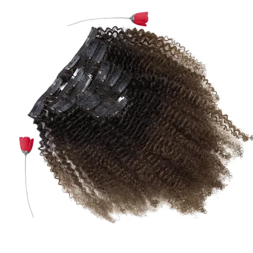 Miniatura 7 de Anrosa Extensiones de cabello rizado con clip, cabello humano 3C 4A afro rizado con clip, cabello natural, remy real, extensiones de cabello humano
