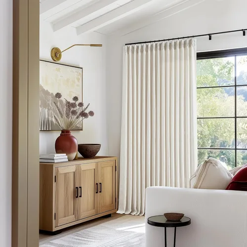 Miniatura 222 de Cortinas de lino natural con pliegues fruncidos de 120 pulgadas de largo para sala de estar, cortinas plisadas con ganchos y lengüeta trasera