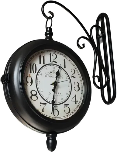 qiuqiu Reloj de pared de doble cara vintage ajustable de hierro forjado retro decorativo comedor cuarzo reloj de pared