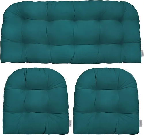 Miniatura 16 de RSH DECOR: Sunbrella 3-Piece Tufted Wicker Cushion Set 44" x 22" & 22" x 22" Outdoor Loveseat & U-Shaped Seat Cushions Crafted with