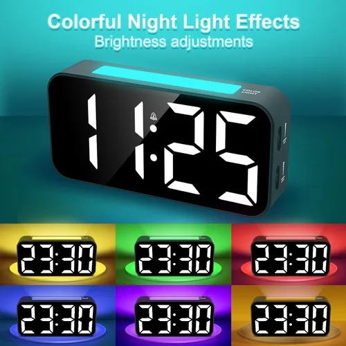 Miniatura 2 de Topski Reloj despertador ruidoso para dormitorios que duermen pesados, reloj digital con luz nocturna, pantalla grande, alarma doble, repetición
