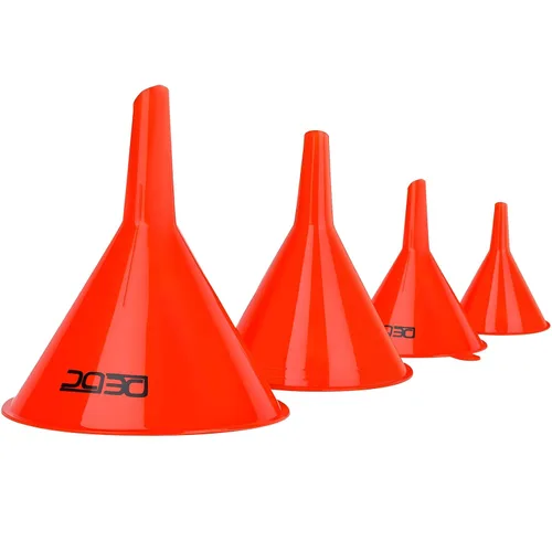 DEDC Embudos de aceite, embudos de gas, juego de embudo de plástico para automóvil, automóvil, cocina, mini pequeño y grande rojo (4 embudos de