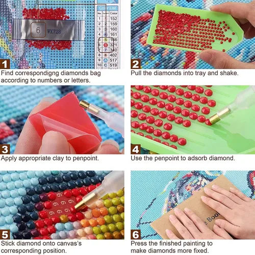 Miniatura 7 de KEOOID Kits de pintura de diamantes de flores para adultos, niños y principiantes, arte redondo con gemas de gato y mariposa con diamantes 5D