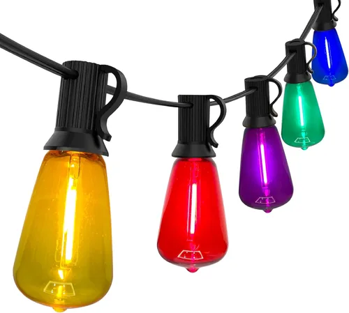 Miniatura 10 de 25FT LED Outdoor String Lights, ST38 Patio Lights Waterproof with 25 Shatterproof Edison Bulbs, Connectable Outside Hanging Light for Porch, Garden
