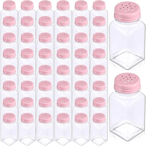 Miniatura 11 de Bokon Juego de 48 cocteleros de vidrio para sal con tapas de acero inoxidable de 2.7 oz, coctelero pequeño para especias para cocina, restaurantes