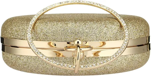 Miniatura 4 de Gets Bolso de mano con asa superior para mujer, con anillo circular de diamantes de imitación