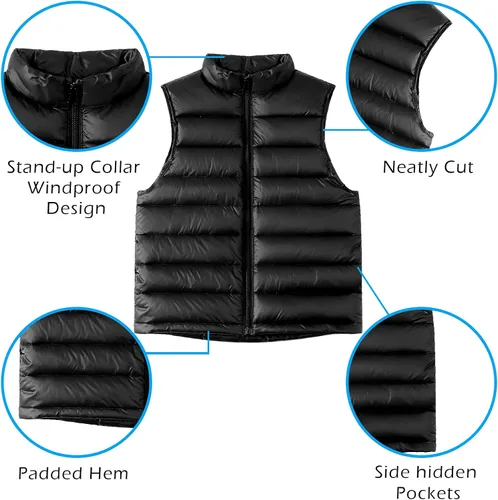 Miniatura 2 de Down Puffer Vest for Boy Girls Lightweight Water-Resistant Winter Jacket Outwear Kids Fall Sleeveless Coats