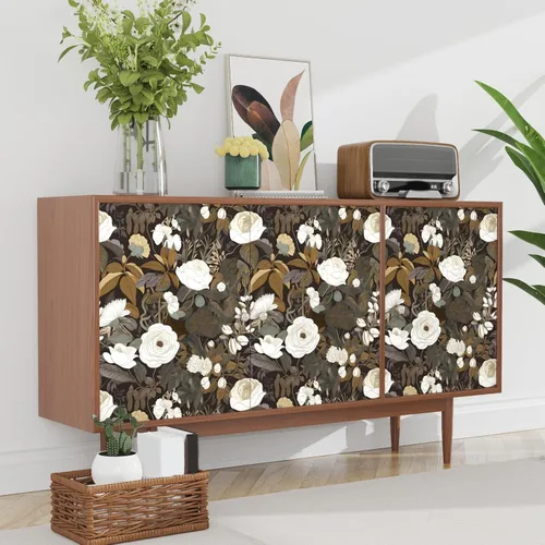 Miniatura 5 de Laatse Papel tapiz floral para despegar y pegar de 17.5 x 118 pulgadas, papel de contacto de flores bohemias, autoadhesivo, extraíble, impermeable