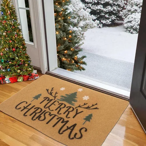 Miniatura 3 de FGSS Felpudo de bienvenida de Navidad, tapete de fibra de coco, antideslizante, tapete para puerta delantera, temporada de invierno, Navidad