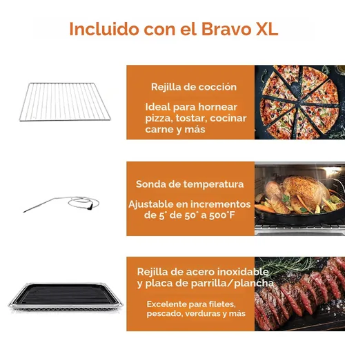 Miniatura 6 de Horno tostador freidora de aire inteligente NuWave Bravo XL, combo de parrilla/plancha de encimera 12 en 1, capacidad XL de 30 Qt, temperatura