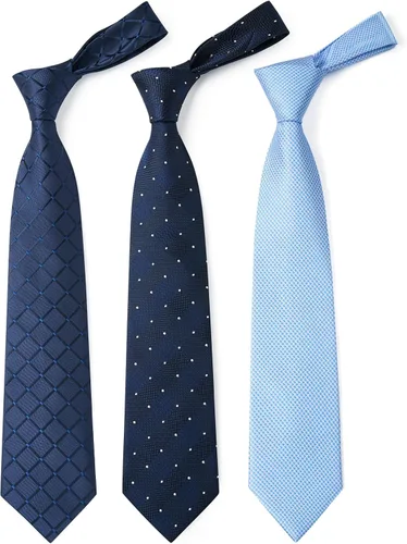 Miniatura 3 de HISDERN Juego de corbatas extralargas para hombre y pañuelo de bolsillo de 63 pulgadas, colección XL, caja de regalo, corbata, lote de 3