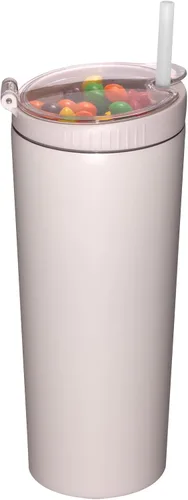 Miniatura 9 de Vaso de aperitivos con tapa y pajita, taza de café de viaje 2 en 1 aislada de acero inoxidable, botella de agua con taza de aperitivo