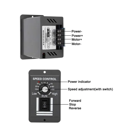 Miniatura 2 de Controlador de velocidad del motor DC 12-60V 10A, regulador de velocidad del motor eléctrico de marcha atrás hacia adelante Controlador de velocidad