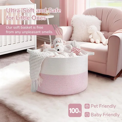 Miniatura 5 de Indressme Canasta de almacenamiento XXXL con asa, para lavandería, guardería, guardar peluches, canasta para bebé, organizador de juguetes