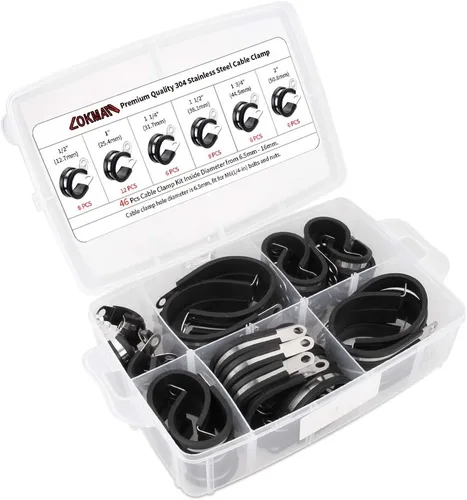 Miniatura 7 de Abrazadera de acero inoxidable con recubrimiento de goma, para instalación de cables, tubos suave y de acero