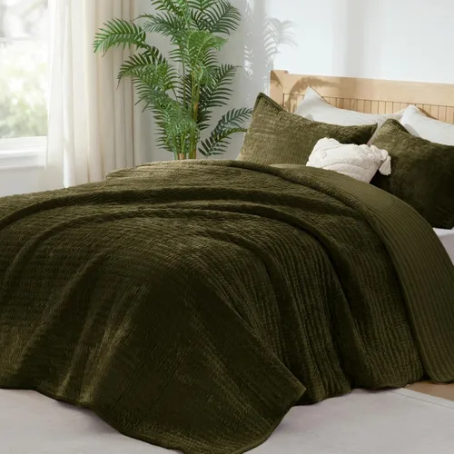 Miniatura 15 de BEDELITE Juego de edredón de terciopelo tamaño Queen – Juego de ropa de cama de terciopelo de lujo de 3 piezas, suave y acogedor color negro, colcha