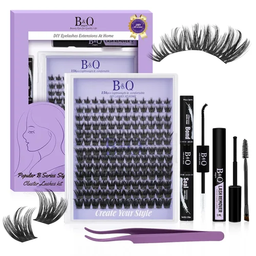 Miniatura 23 de B&Qaugen Racimos de Pestañas 156PCS Kit de Racimos de Pestañas B01+B02+B19 Kit de Extensión de Pestañas DIY Kit de Extensión de Pestañas 8-18mm