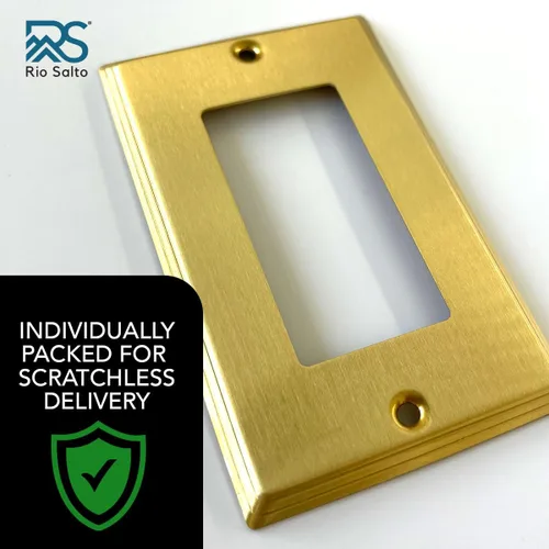 Miniatura 7 de Rio Salto BRASS - Placa de pared moderna de metal dorado para interruptor de luz o cubierta de enchufe, placa de pared para receptáculo individual