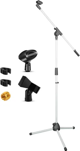 Miniatura 11 de 5 Core Soporte de micrófono de piso universal de altura ajustable trípode soportes de micrófono w brazo telescópico extensible plegable portátil w 2