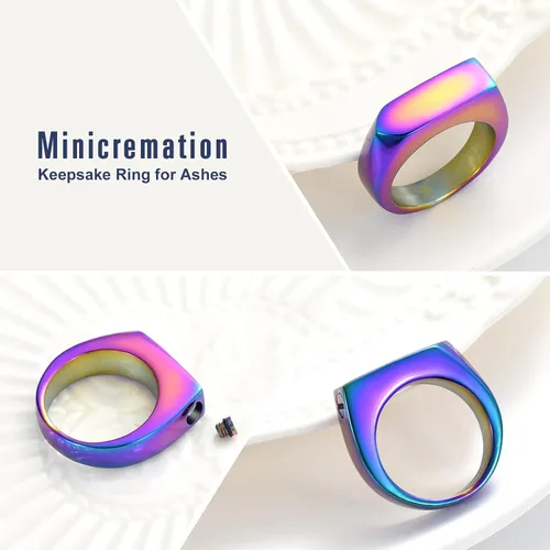 Miniatura 30 de Joyería de cremación para cenizas, geometría, estilo simple, anillo conmemorativo para cenizas, soporte para cenizas con kit de relleno, anillo
